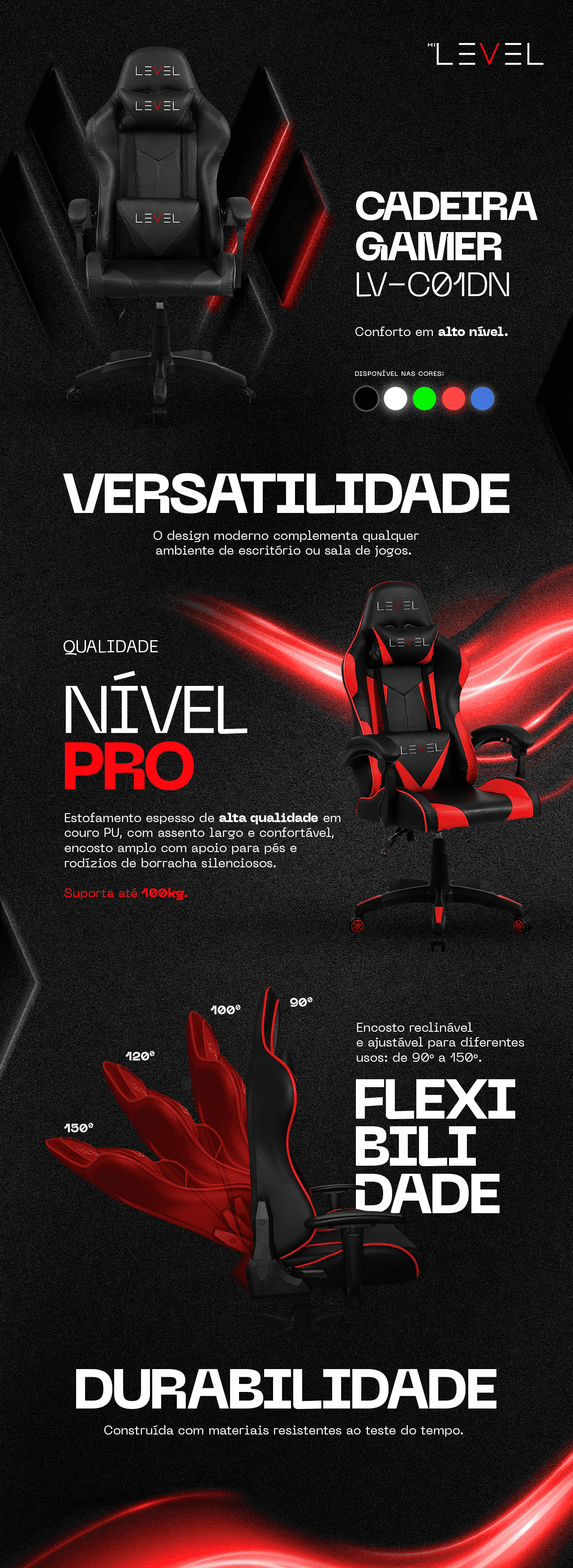 Cadeira Gamer Level LV-C01DN